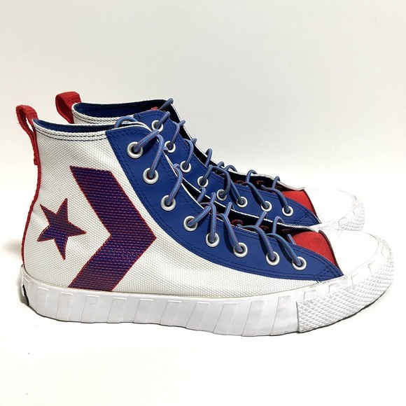 Converse UNT1TL3D Hi Top Canvas White/Rush Blue-University Red Mens Size 10 - Picture 2 of 9